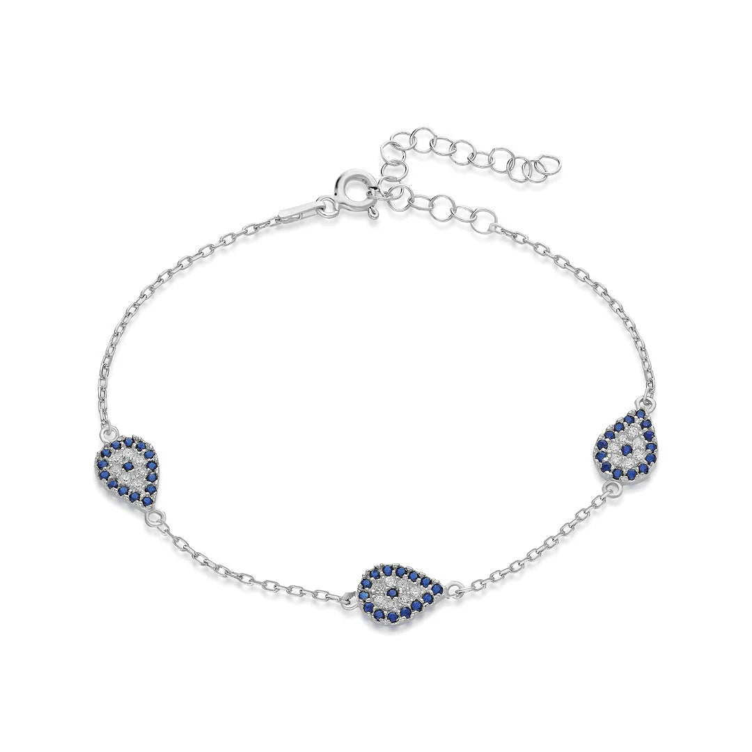 Damla Desenli Nazar Bileklik | 925 Gümüş