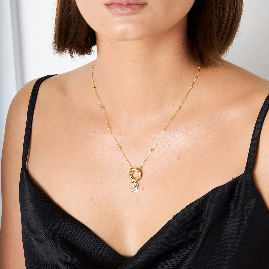 Top Zincirli Harf Kolye | 925 Gümüş