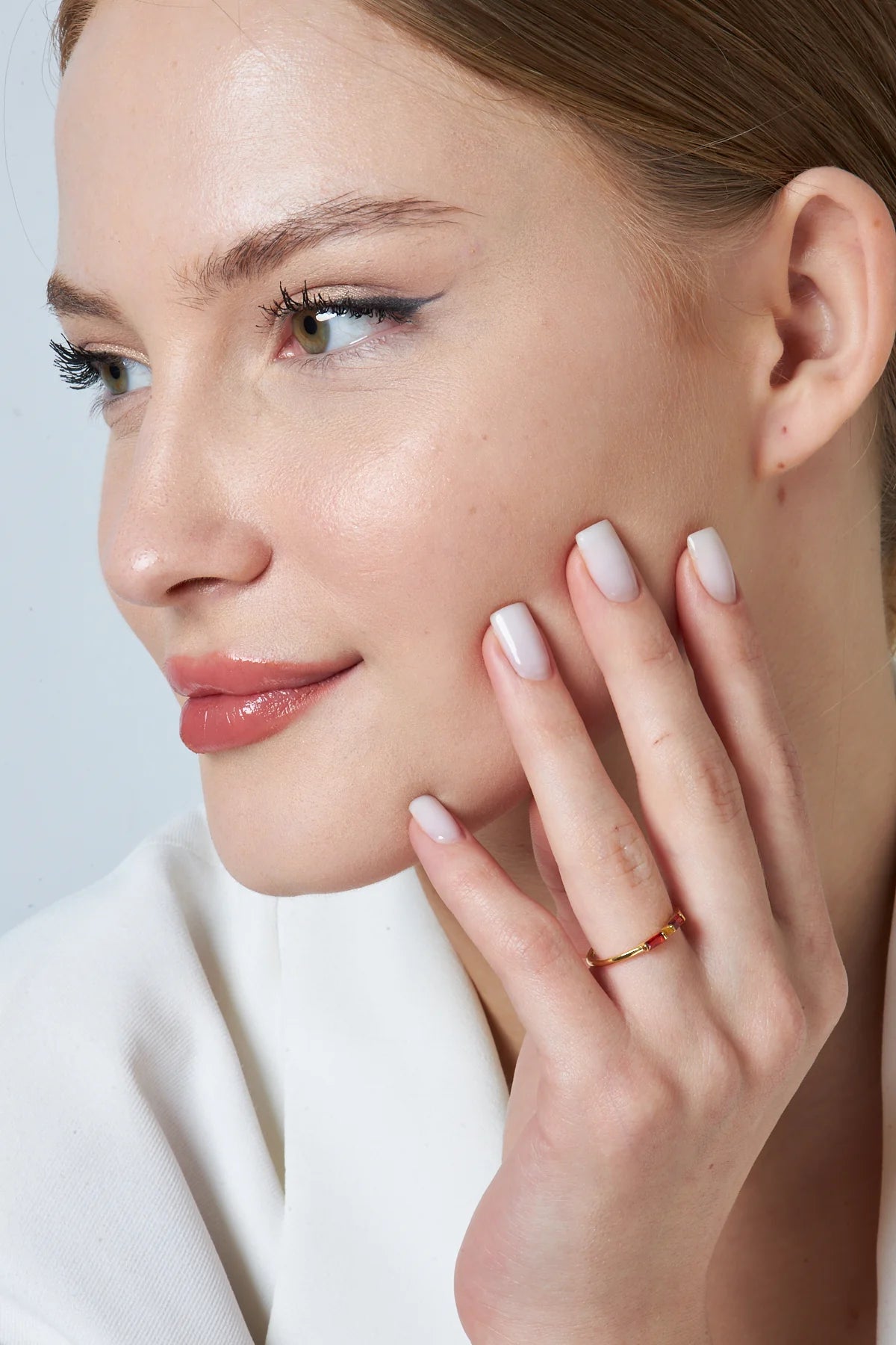 Kırmızı Taşlı Baget Yüzük | 925 Gümüş