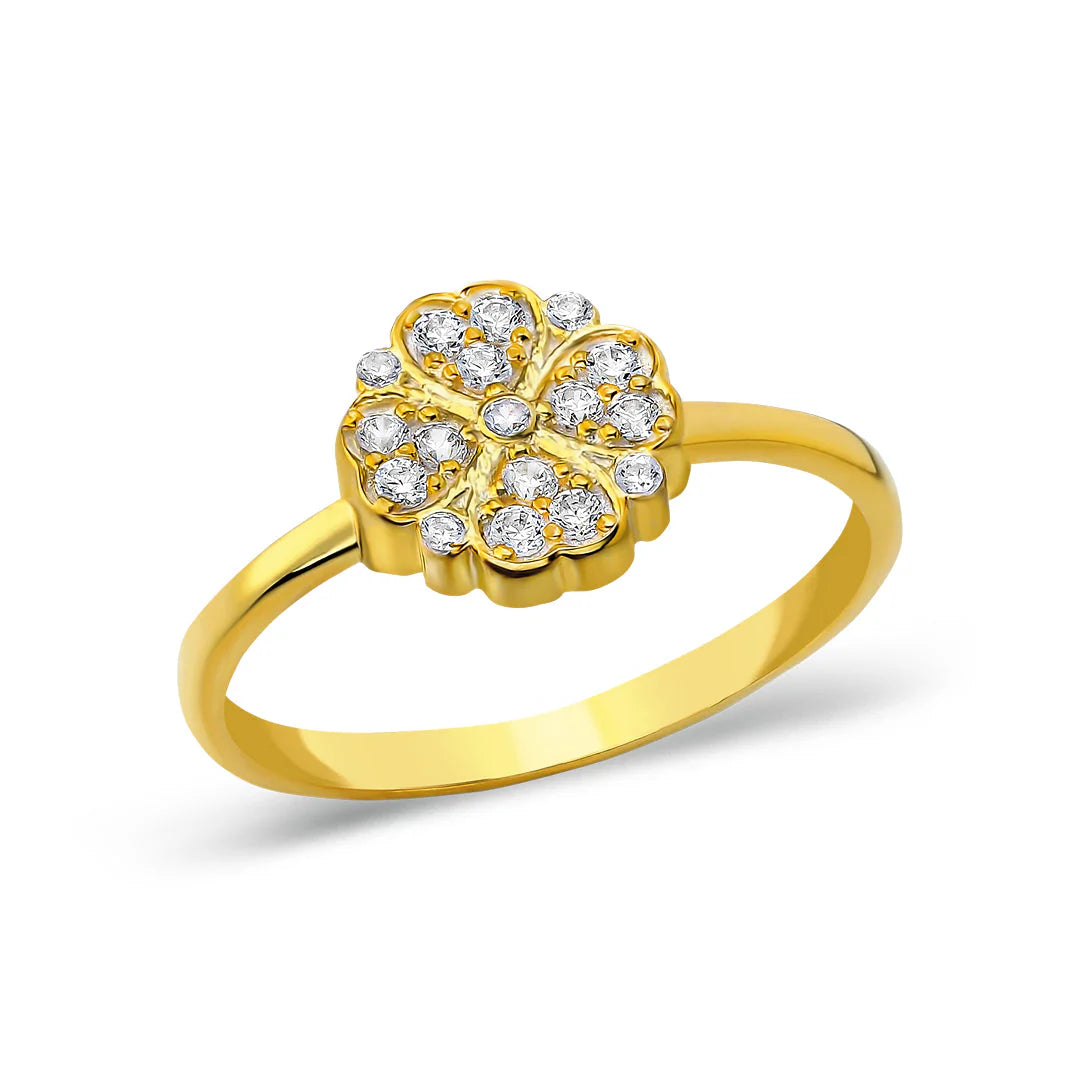 Kalp Detaylı Çiçek Yüzüğü | 925 Gümüş