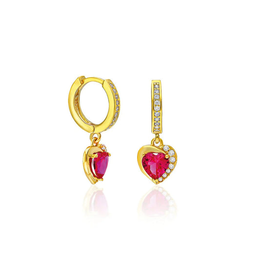 Pembe Taşlı Kalp Küpe | 925 Gümüş