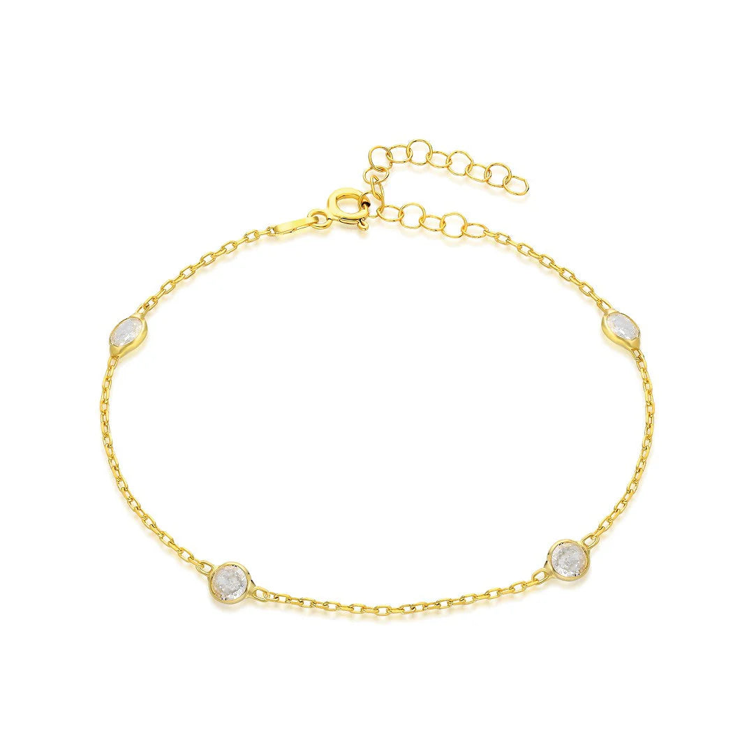 Küçük Taşlı Zincir Bileklik | 925 Gümüş
