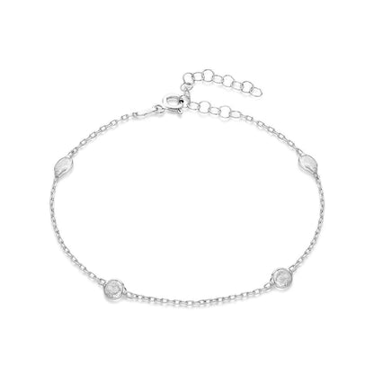 Küçük Taşlı Zincir Bileklik | 925 Gümüş