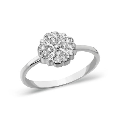 Kalp Detaylı Çiçek Yüzüğü | 925 Gümüş