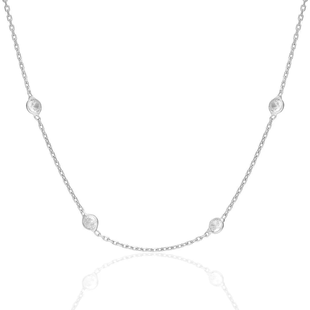 Beyaz Taşlı Zincir | 925 Gümüş