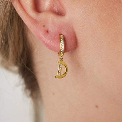 Zirkon Taşlı Harf Küpe | 925 Gümüş