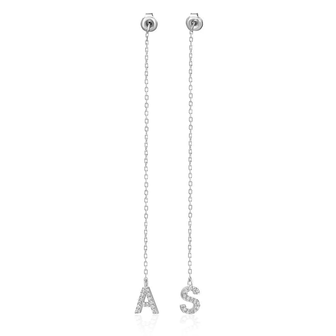 Zirkon Taşlı Sallantılı Harf Küpe