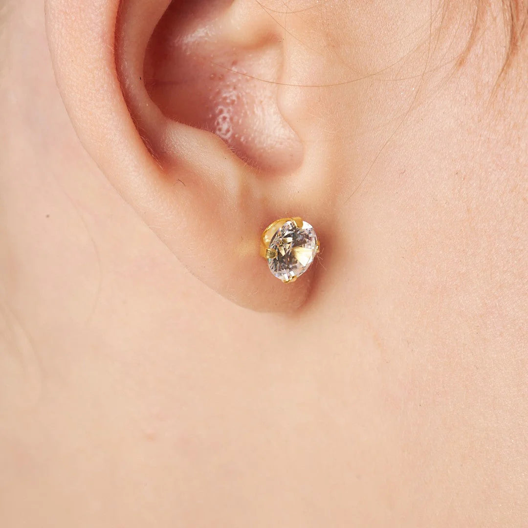 Oval Tek Taş Küpe | 925 Gümüş