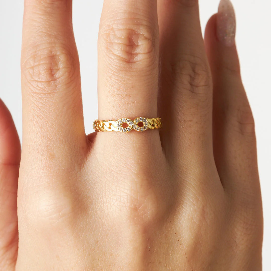 Sonsuzluk Detaylı Taşlı Yüzük | 925 Gümüş