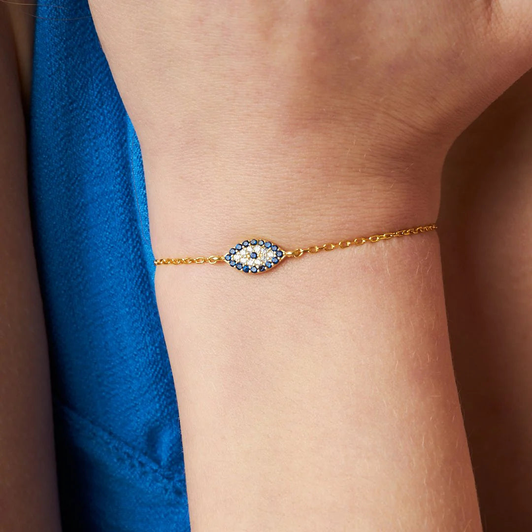 Zirkon Taşlı Göz Bileklik | 925 Gümüş