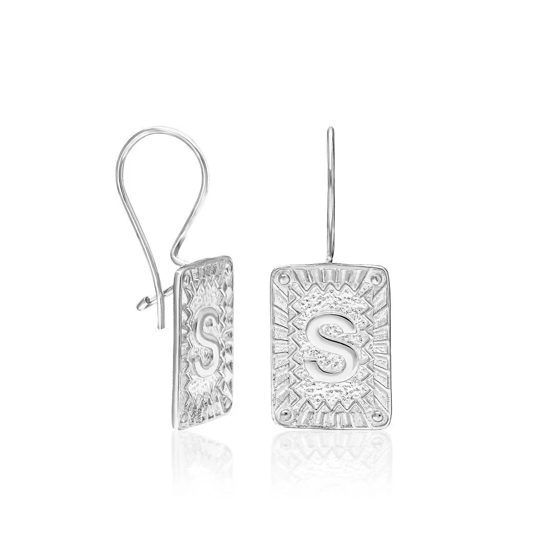 Dikdörtgen Harf Küpe | 925 Gümüş