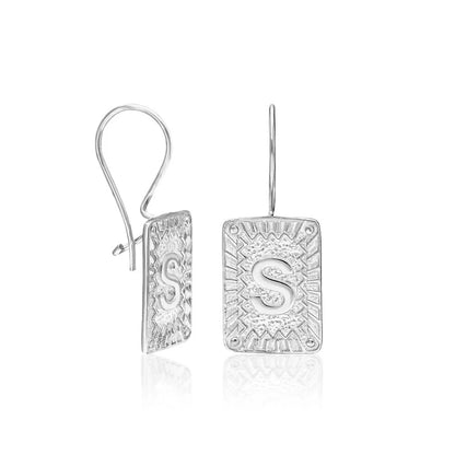 Dikdörtgen Harf Küpe | 925 Gümüş