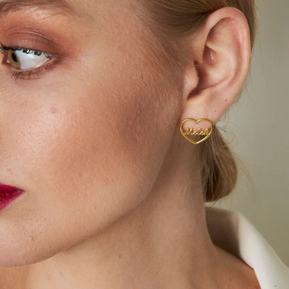 Kalpli İsim Küpe | 925 Gümüş