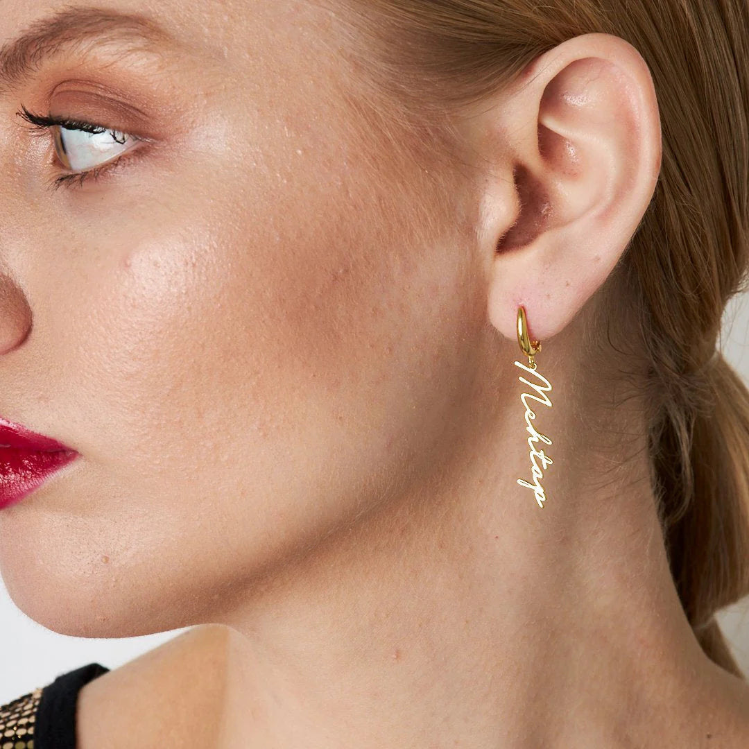 İsimli Dikey Küpe | 925 Gümüş