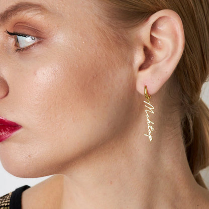 İsimli Dikey Küpe | 925 Gümüş