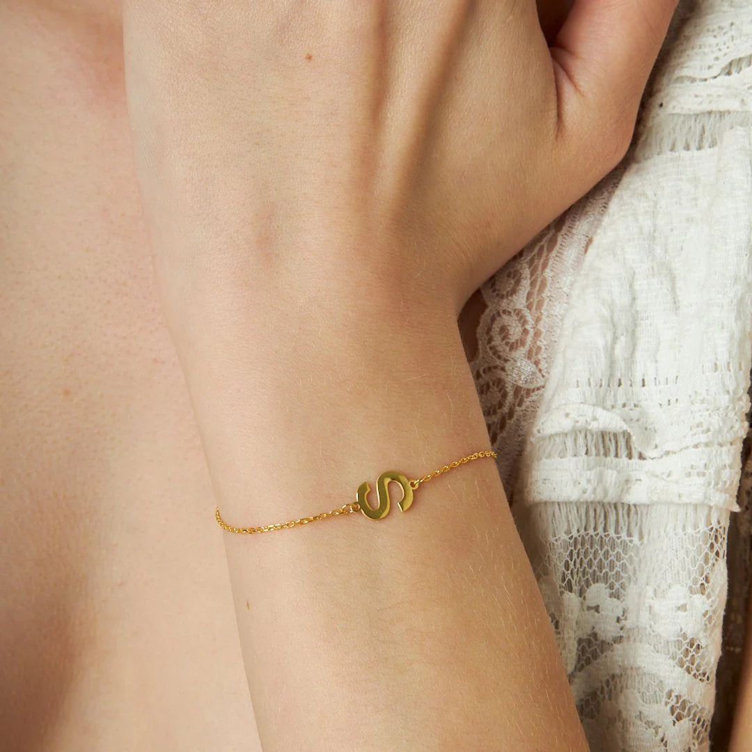 Yatay Harfli Bileklik | 925 Gümüş