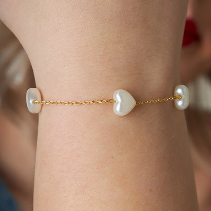 Kalp Taşlı Zincir Bileklik | 925 Gümüş