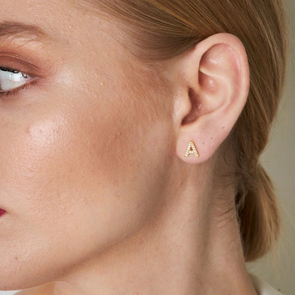 Taşlı Harf Küpe | 925 Gümüş