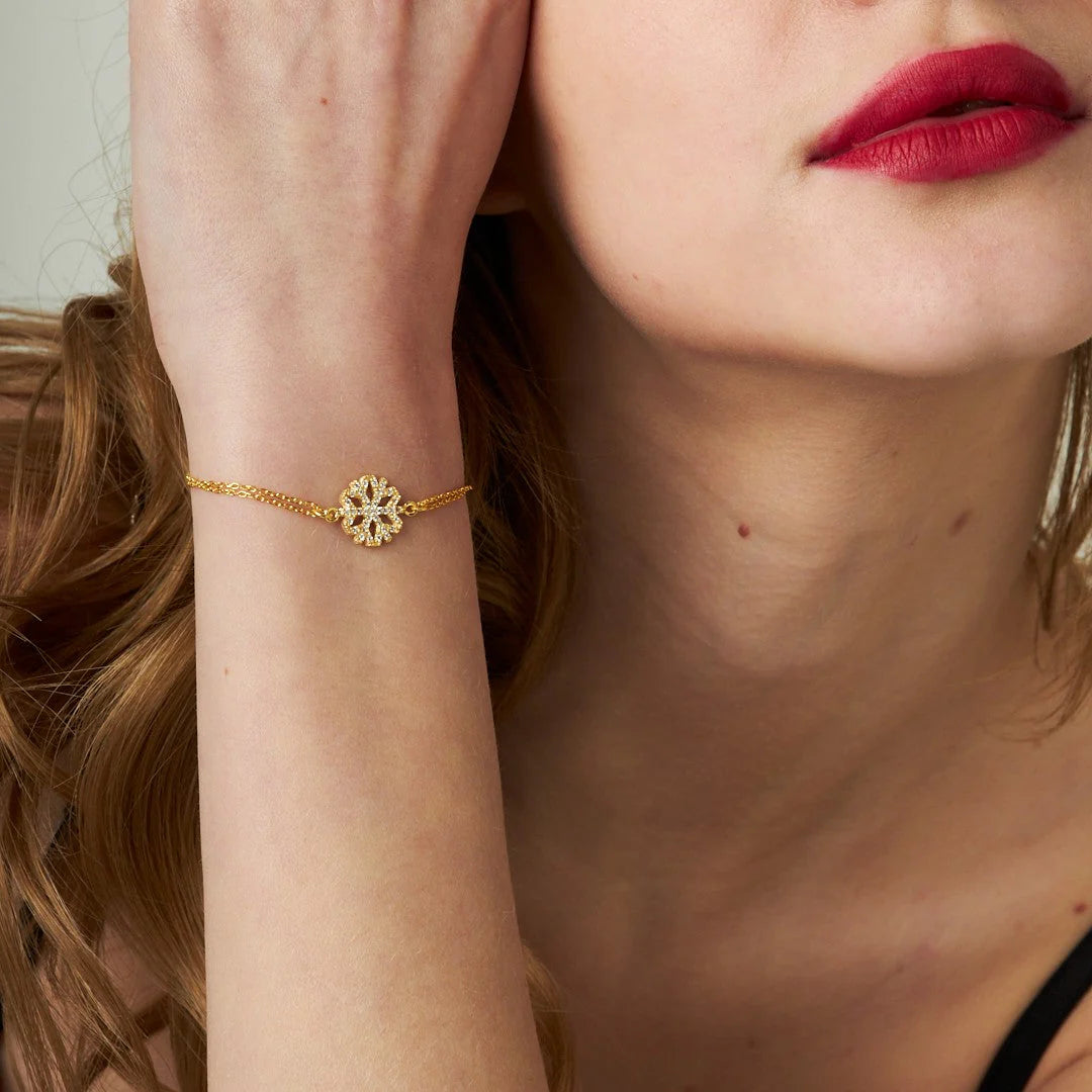 Kar Tanesi Detaylı Bileklik | 925 Gümüş