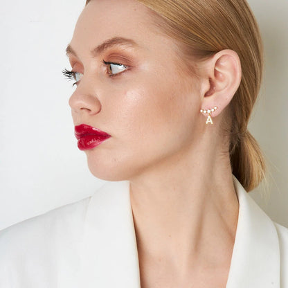 Parıltılı Tek Taşlı Harf Küpe | 925 Gümüş