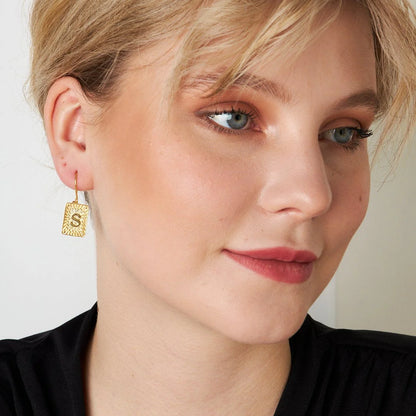 Dikdörtgen Harf Küpe | 925 Gümüş