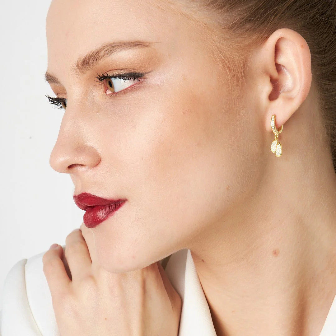 Taşlı Bebek Ayak İzi Küpesi | 925 Gümüş