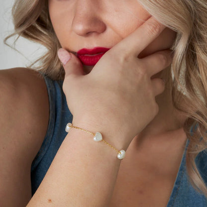 Kalp Taşlı Zincir Bileklik | 925 Gümüş