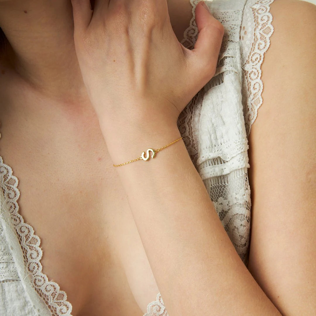 Yatay Harfli Bileklik | 925 Gümüş