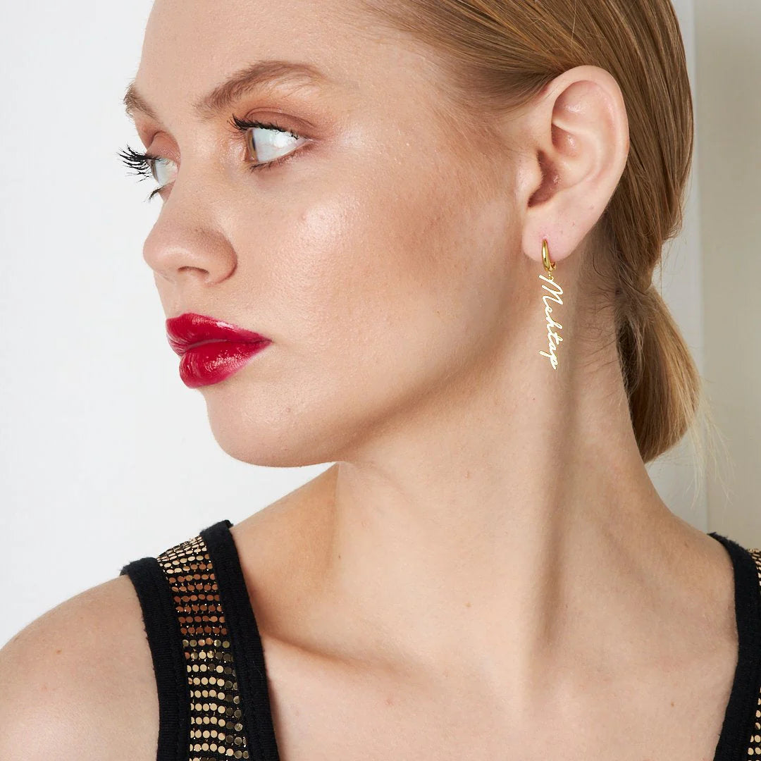 İsimli Dikey Küpe | 925 Gümüş