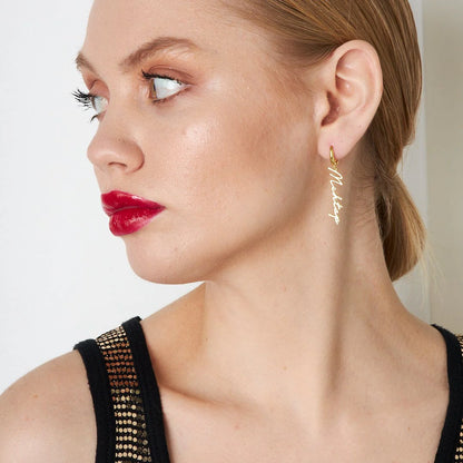 İsimli Dikey Küpe | 925 Gümüş