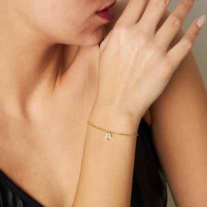 Figaro Taşlı Harf Bileklik | 925 Gümüş