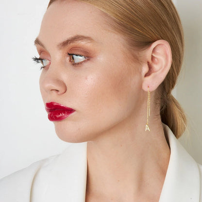 Zirkon Taşlı Sallantılı Harf Küpe