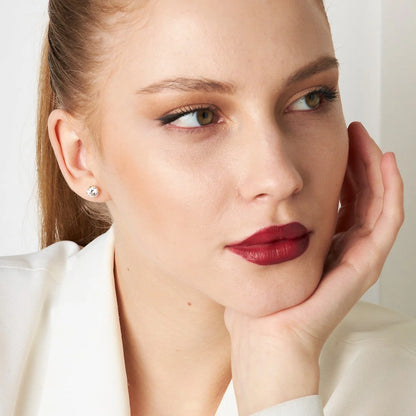 Oval Tek Taş Küpe | 925 Gümüş