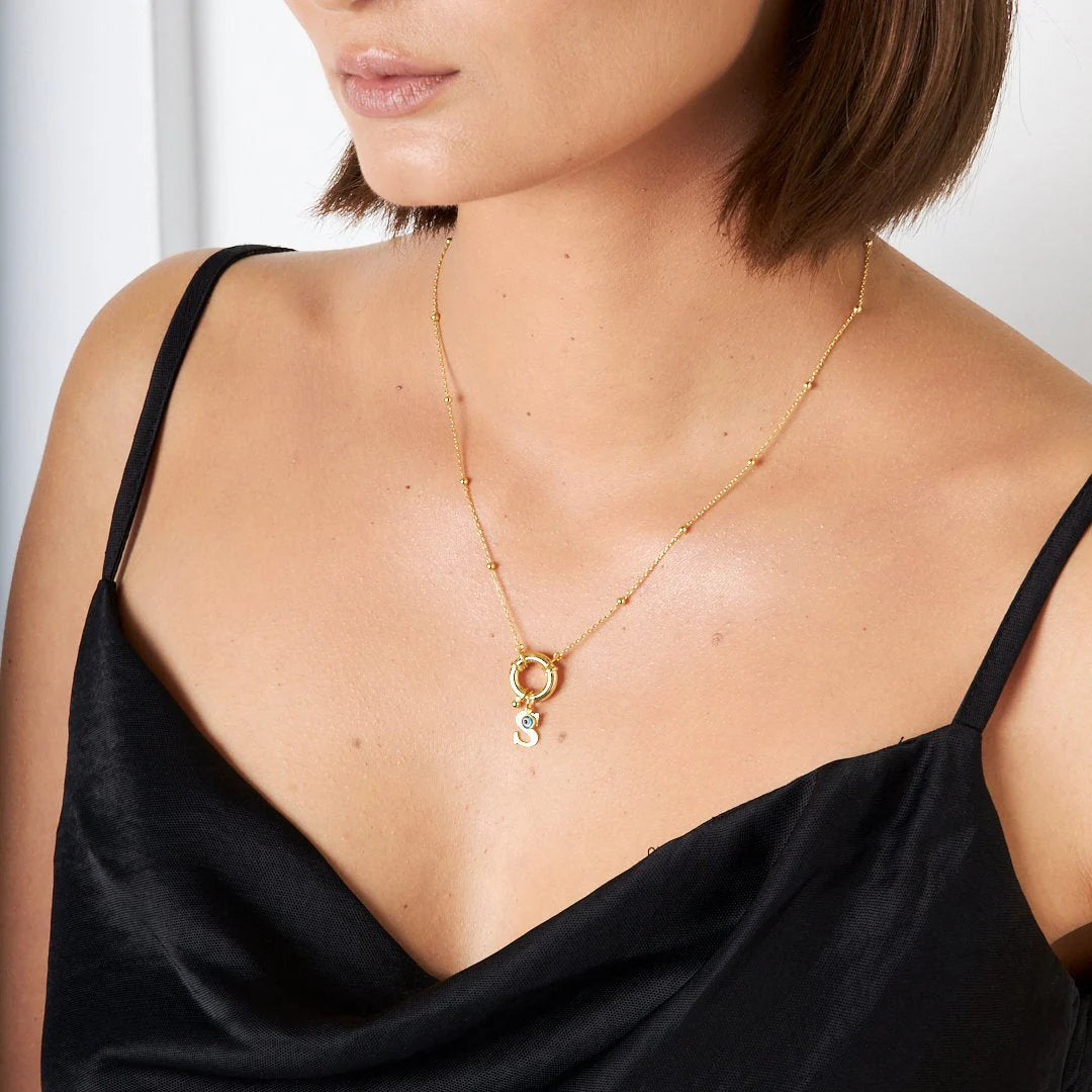 Top Zincirli Harf Kolye | 925 Gümüş