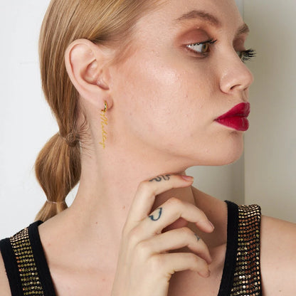 İsimli Dikey Küpe | 925 Gümüş