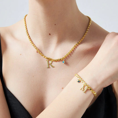 Harfli Pullu Zincir Set | 925 Gümüş