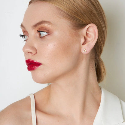 Taşlı Harf Küpe | 925 Gümüş