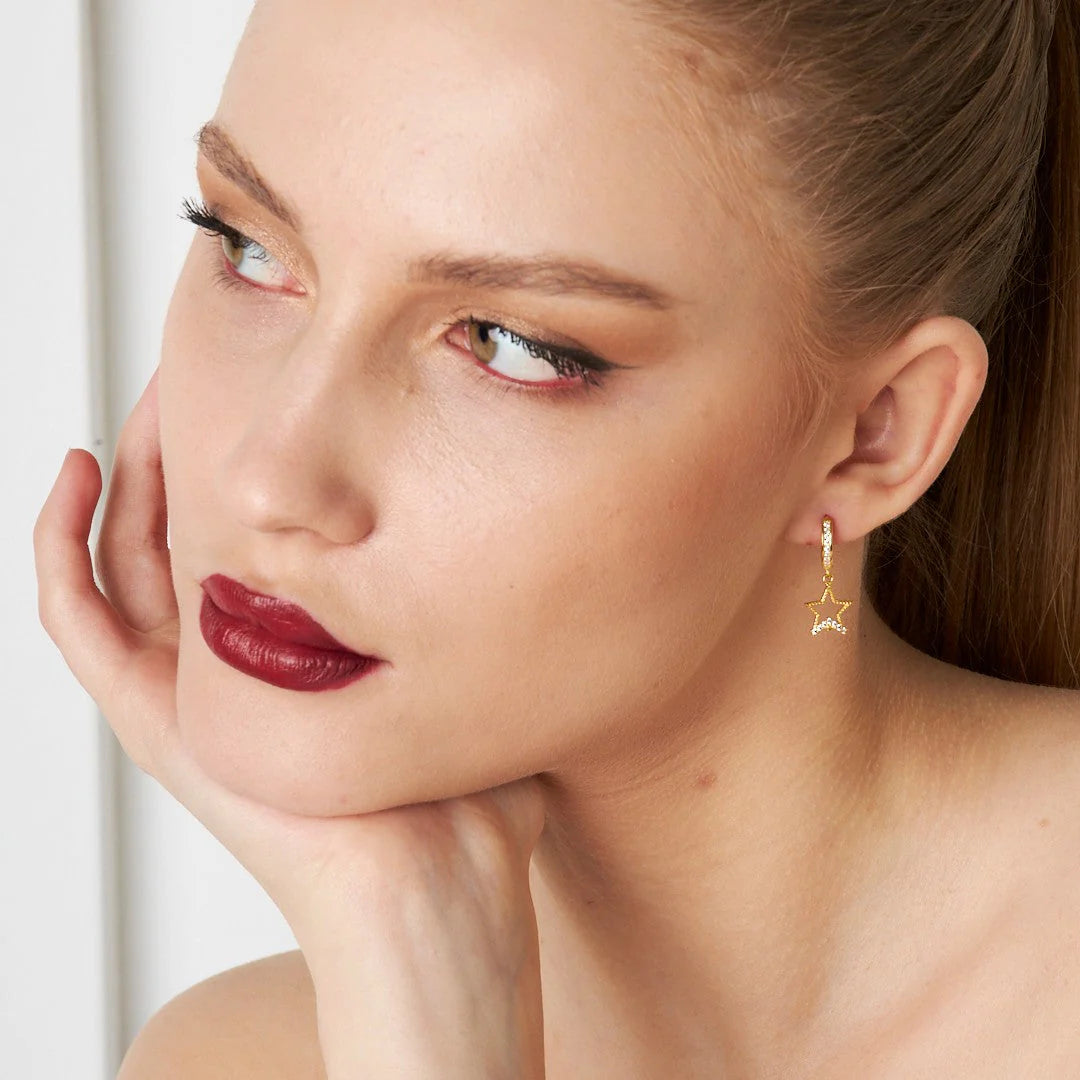 Parıltılı Yıldız Küpe | 925 Gümüş