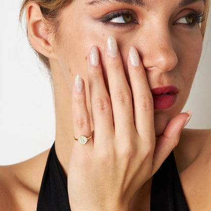 Kalp Detaylı Çiçek Yüzüğü | 925 Gümüş