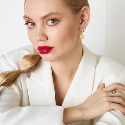 Taşlı Harfli Halka Küpe