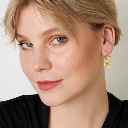 Dikdörtgen Harf Küpe | 925 Gümüş