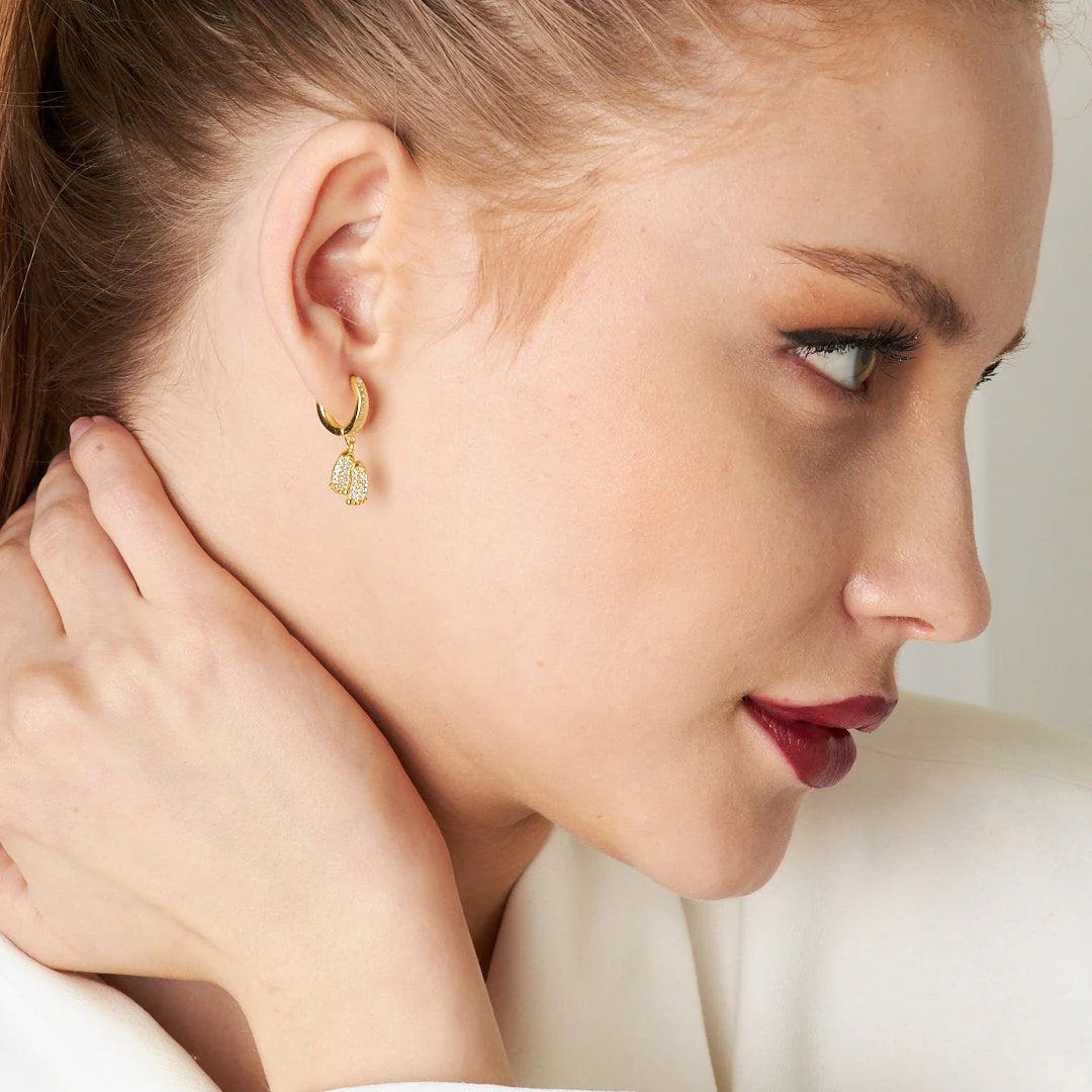 Taşlı Bebek Ayak İzi Küpesi | 925 Gümüş