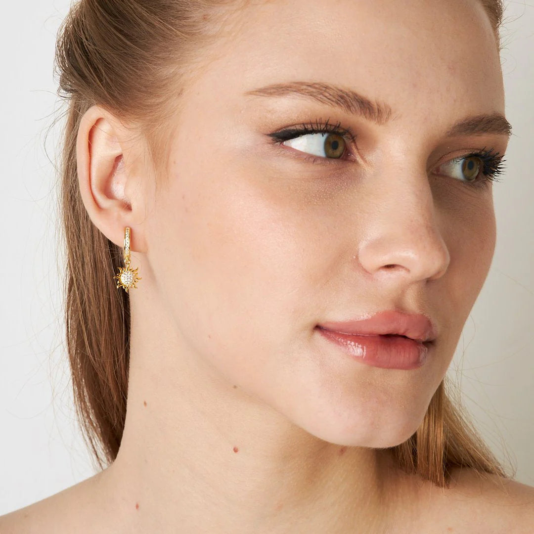 Parıltılı Güneş Küpeleri | 925 Gümüş