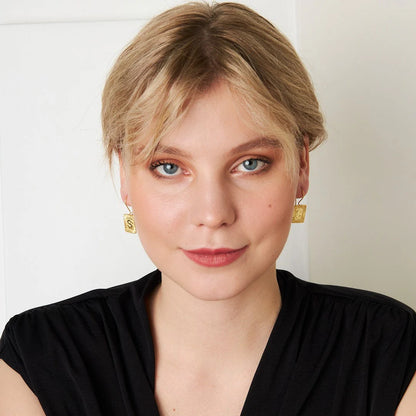 Dikdörtgen Harf Küpe | 925 Gümüş