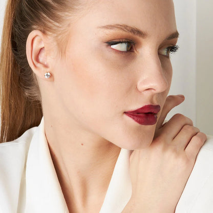 Oval Tek Taş Küpe | 925 Gümüş