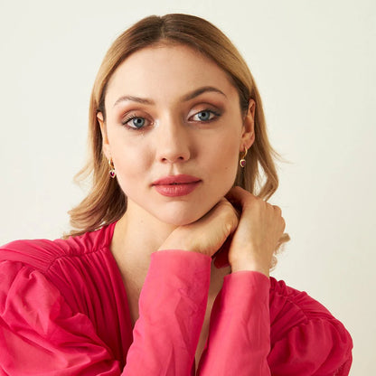 Pembe Taşlı Kalp Küpe | 925 Gümüş