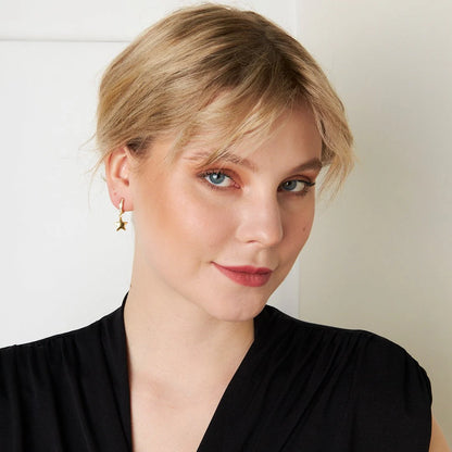 Yıldızlı Sarkan Küpe | 925 Gümüş