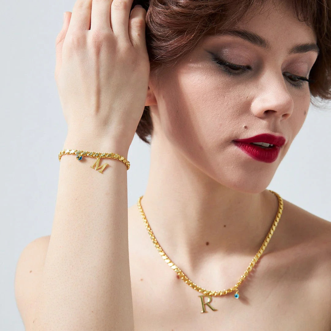 Harfli Pullu Zincir Set | 925 Gümüş